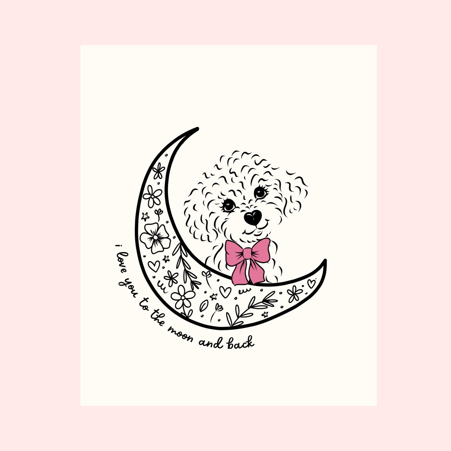 Love You to the Moon and Back - Custom Line Art Pet Portrait (Digital File)