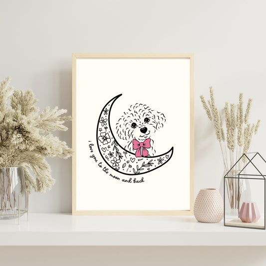 Love You to the Moon and Back - Custom Pet Portrait Print