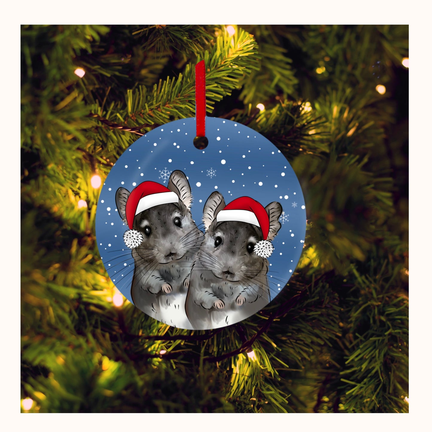 Custom Pet Christmas Decoration – Santa Hat | Hand-Drawn Ceramic Ornament by Love From Lucy
